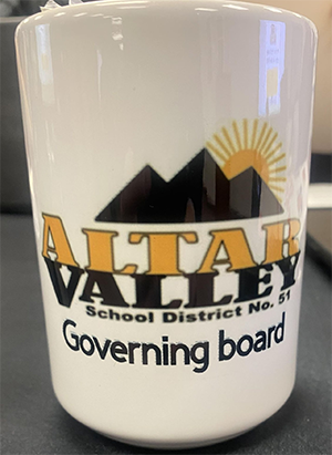 Closeup of mug presented to each board member